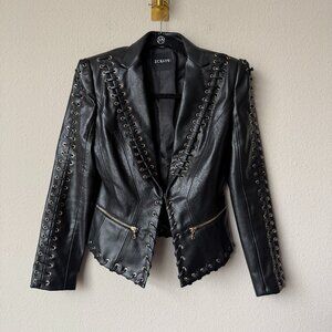ZCrave Ciato Laced Black Leather Blazer Size S
